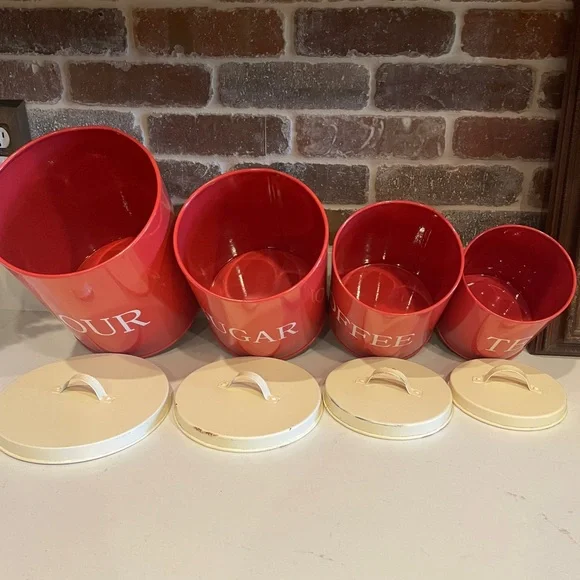 Red Kitchen Canister Set - Picture 3 of 4